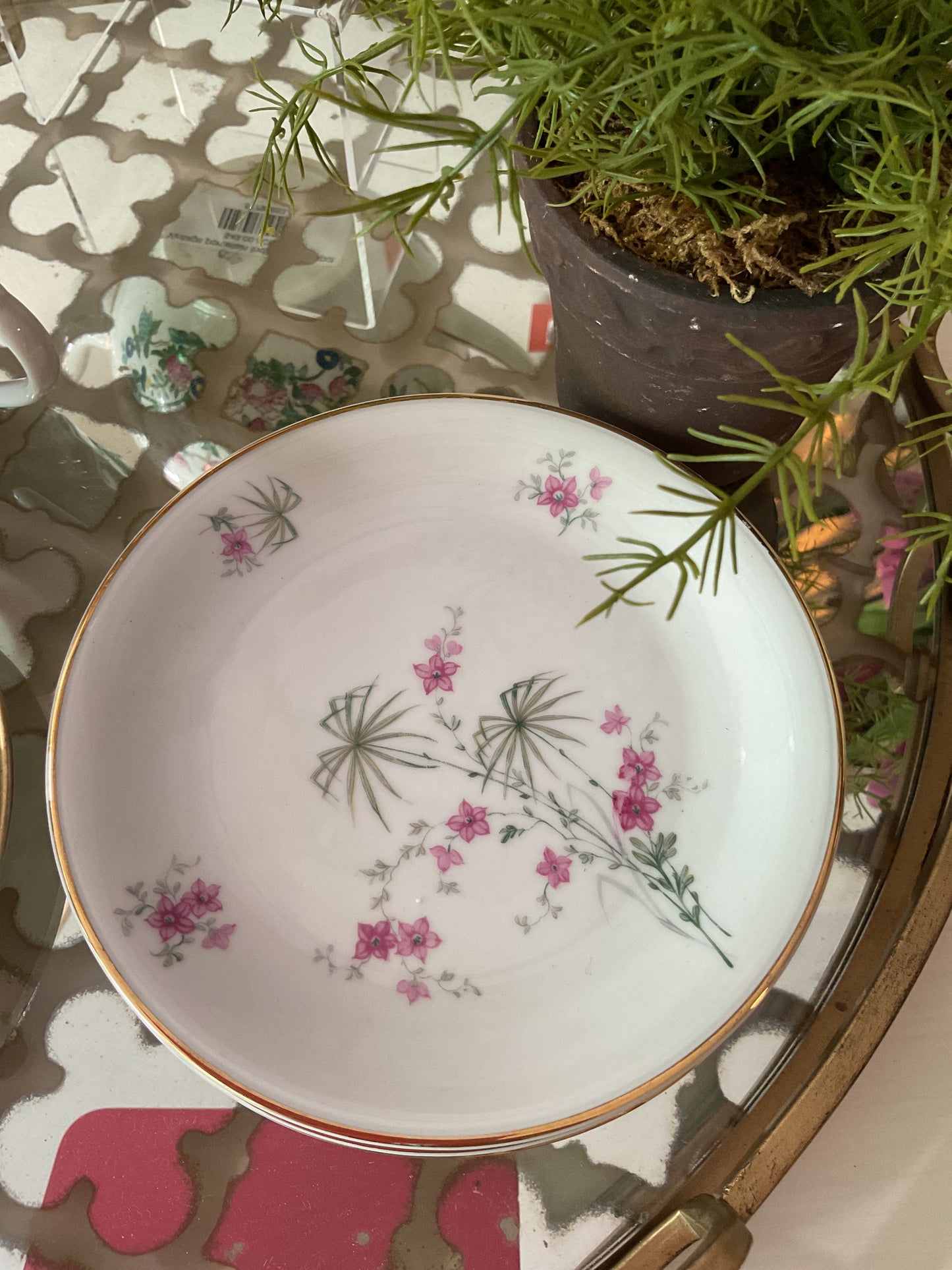 Vintage cherry blossom teacup saucers