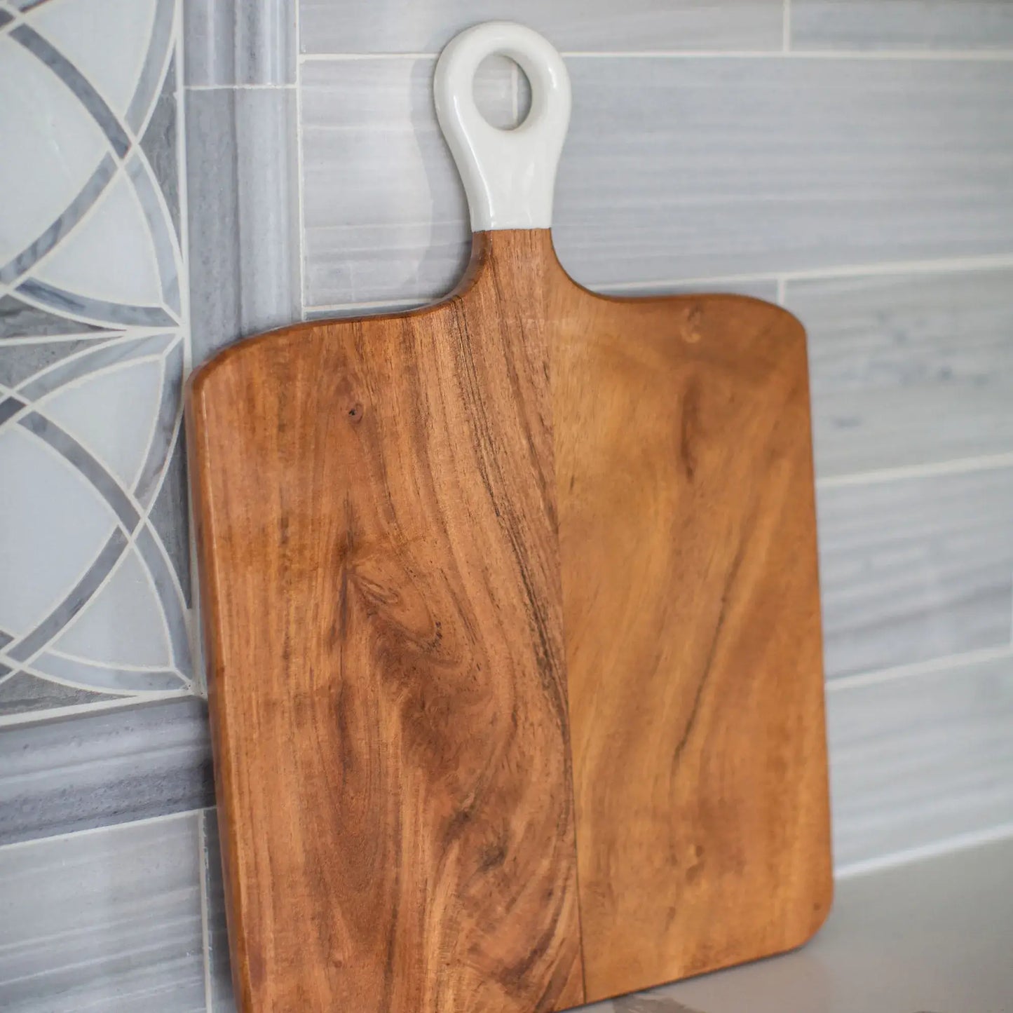 Wood+White Collection Acacia Wood Square Charcuterie Board M