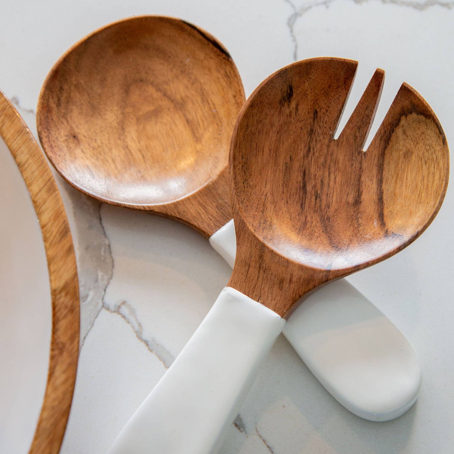 Wood + White Collection Acacia Wood Salad Servers