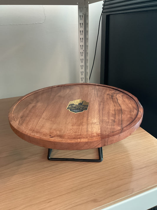 Wood/black iron cake stand