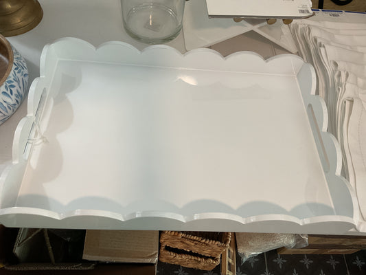 White scalloped breakfast tray