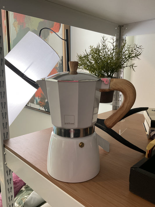 White stovetop espresso maker