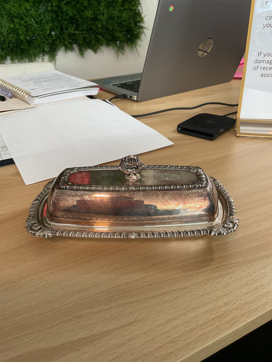 Vintage silver butter dish