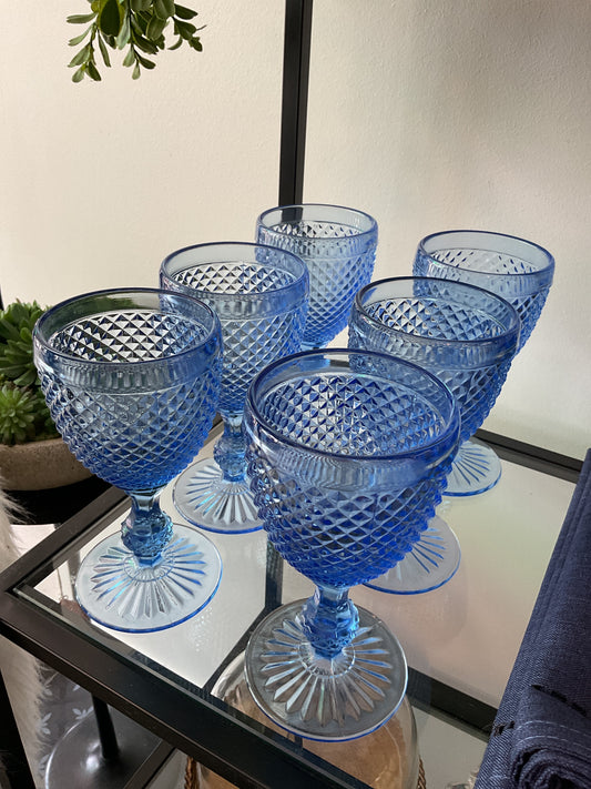 Vintage blue goblet glasses
