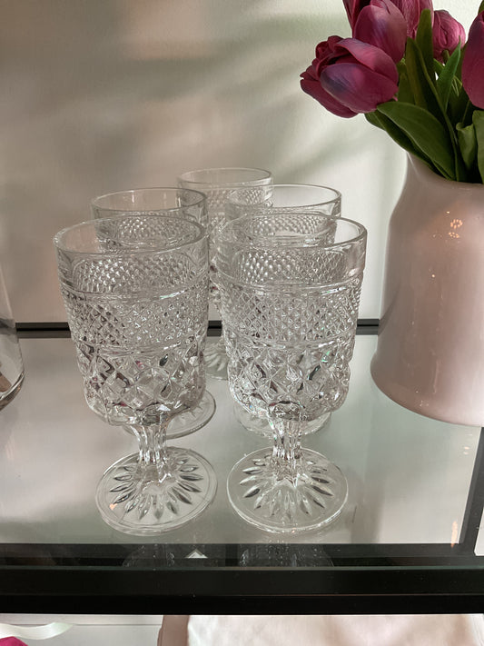 Vintage cut glass goblet style glasses