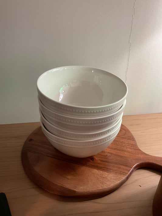 White ceramic cereal bowls