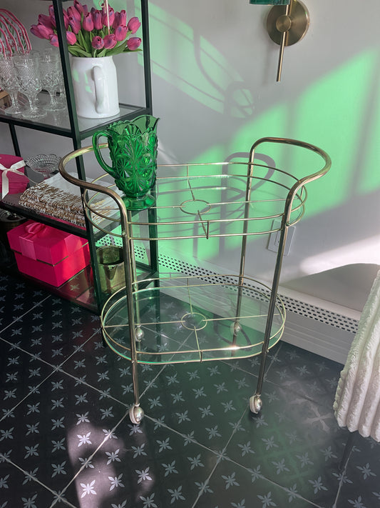 Vintage gold brass bar cart