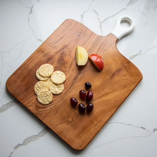 Wood+White Collection Acacia Wood Square Charcuterie Board M